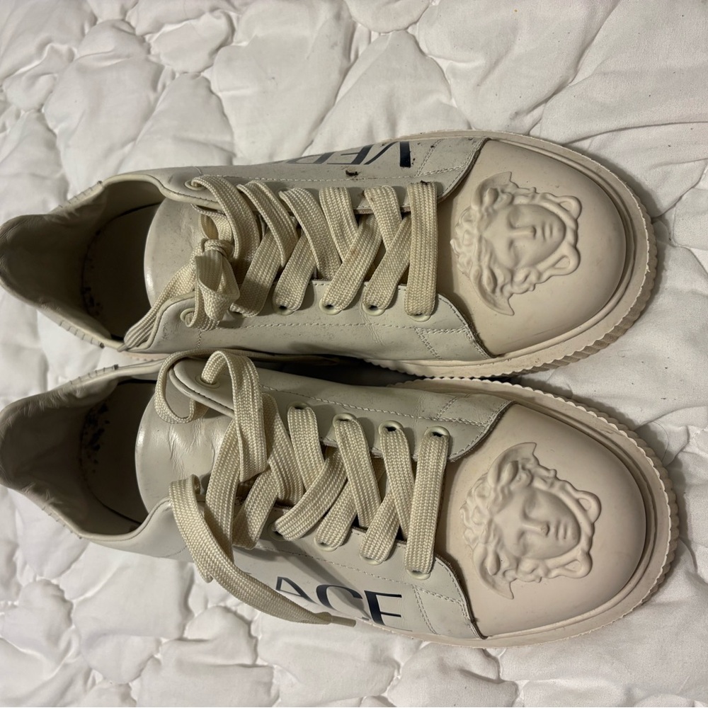 Versace Off-White Sneakers with Medusa Accent